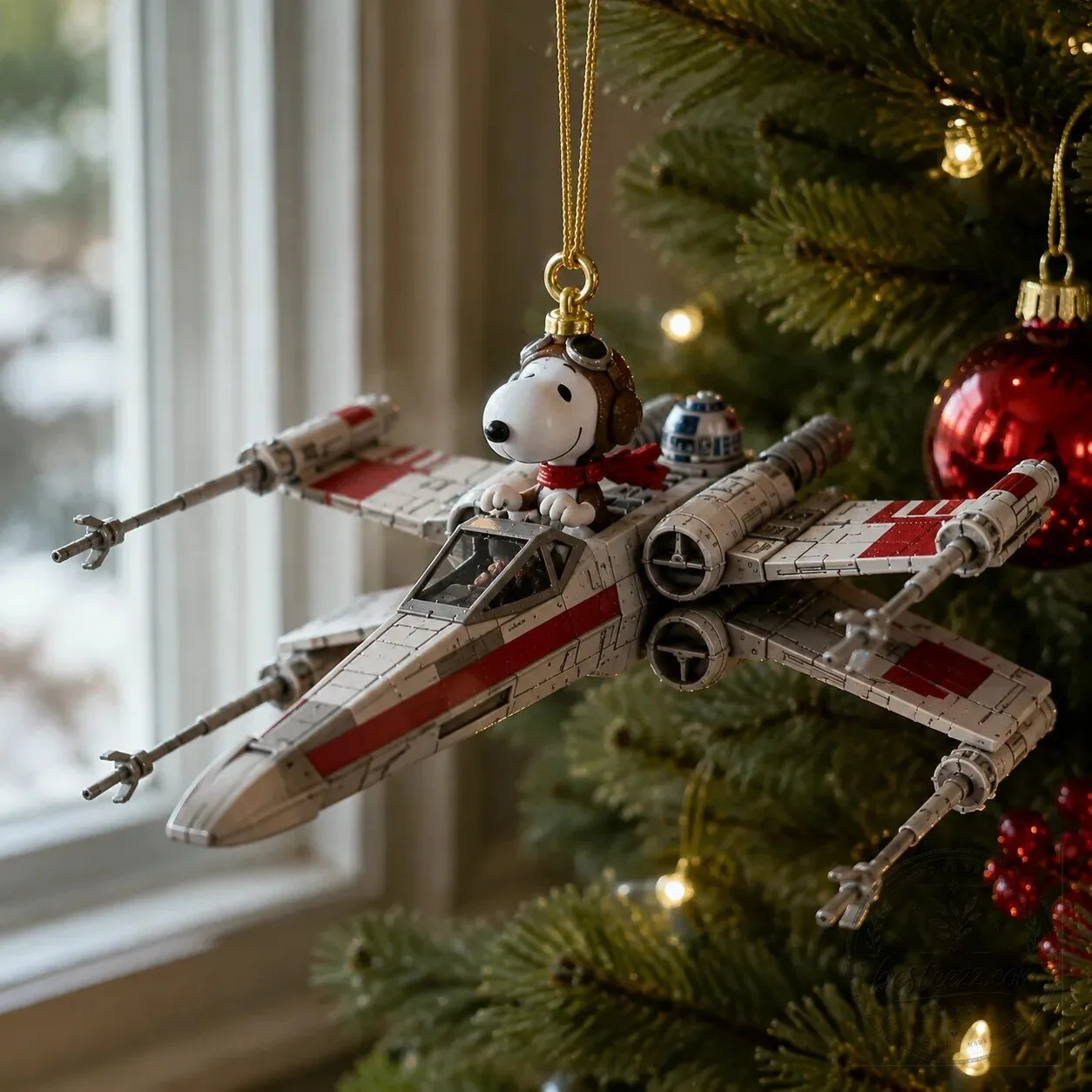 Snoopy Flying Star Wars X-Wing Christmas Tree Ornament