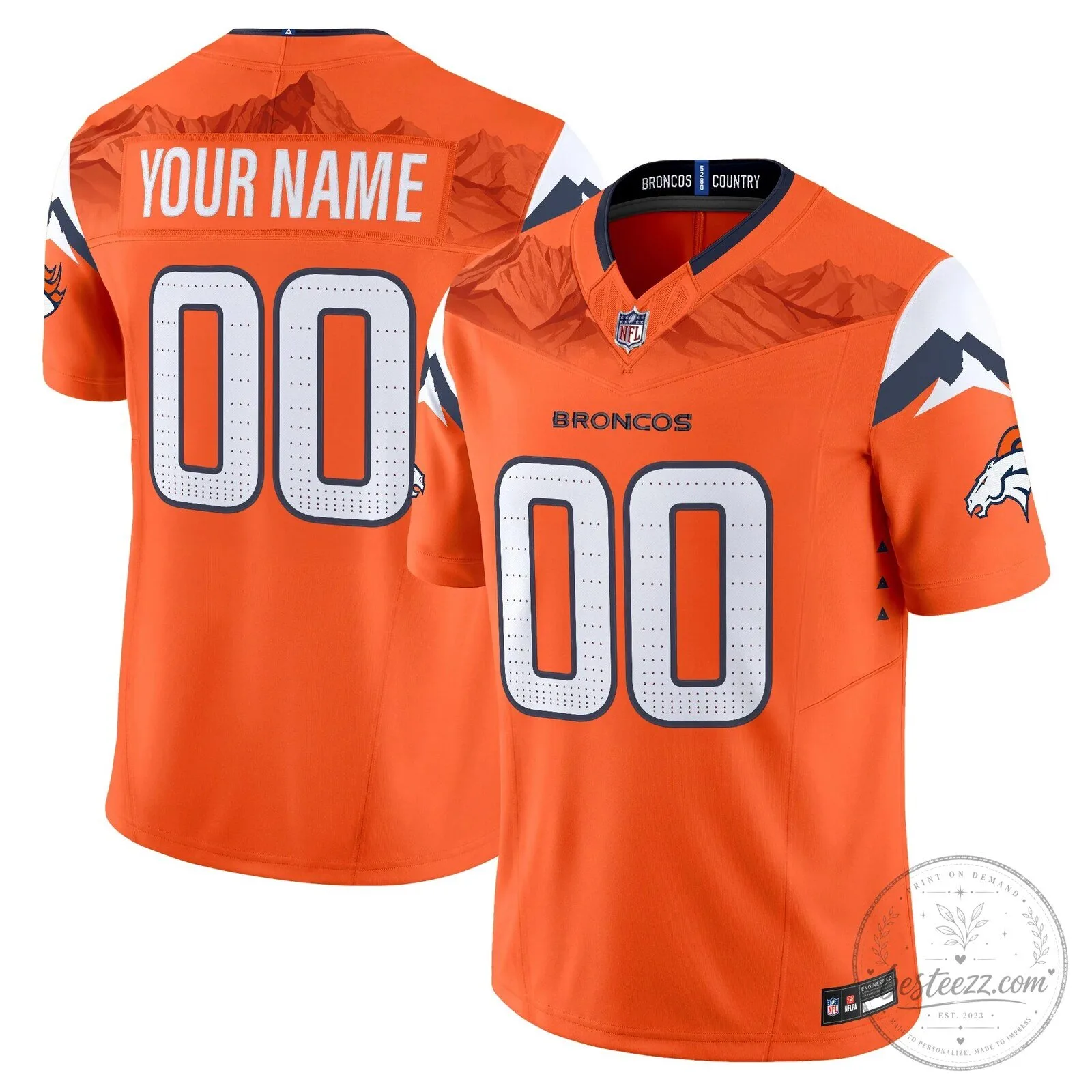 Denver Broncos Custom Orange Mountains Special Edition Football Jersey